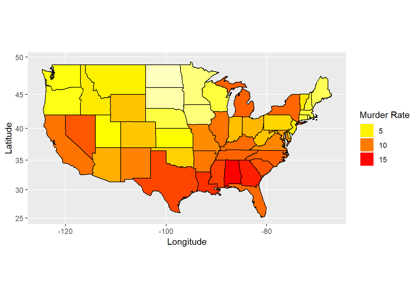 Map of murder rate distribution.
